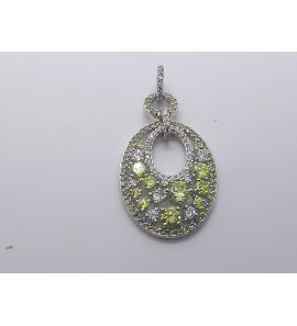 Zilver hanger met wit en groene zirkoni&#39;s - 3241453