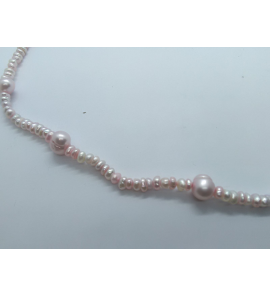 Zilver collier met zw.parels licht roze 41-45 cm - 3241470