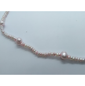 Zilver collier met zw.parels licht roze 41-45 cm - 3241470