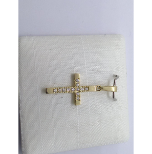 Goud kruis met zirkonia 9x16 mm - 3241505