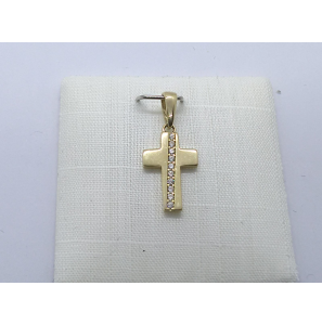 Goud kruis met zirkonia 8x14 mm - 3241506
