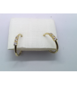Goud klap-oorring met zirkonia&#39;s 16x1.7 mm - 3241511