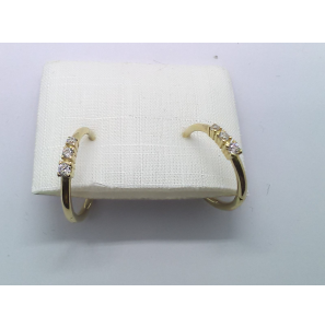 Goud klap-oorring met zirkonia&#39;s 16x1.7 mm - 3241511