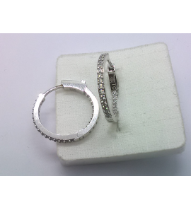 Wit Goud klap-oorring met zirkonia&#39;s 19x2 mm - 3241512