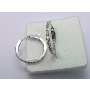 Wit Goud klap-oorring met zirkonia&#39;s 19x2 mm - 3241512