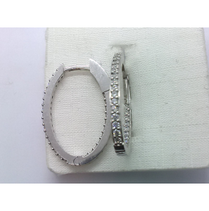 Wit Goud klap-oorring met zirkonia&#39;s 15x23x2 mm - 3241513