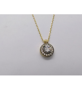 Goud collier met ant.hanger zirkonia 39-45 cm - 3241516