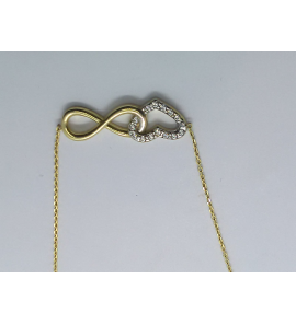 Goud collier met hanger hart zirkonia en infinety 40-43 cm - 3241517