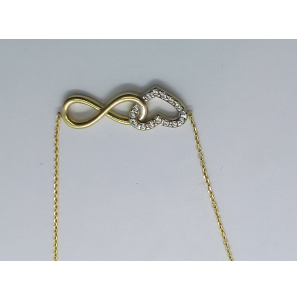 Goud collier met hanger hart zirkonia en infinety 40-43 cm - 3241517