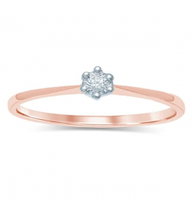 Goud dames ring solitair met illusie zetting 0.01 crt dia. mt. 17 - 3241518