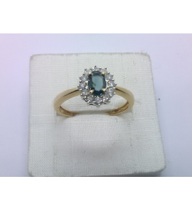 Goud  dames ring met 12-0.26 crt WE-P2 en Lon. Bl. Topaas - 3241527