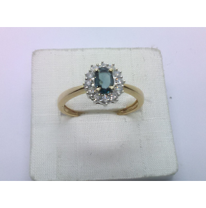 Goud  dames ring met 12-0.26 crt WE-P2 en Lon. Bl. Topaas - 3241527