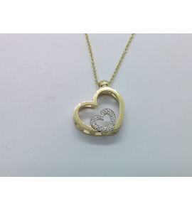Goud anker collier met hanger hart in hart met 0.03 crt. - 3241528