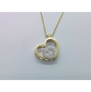 Goud anker collier met hanger hart in hart met 0.03 crt. - 3241528