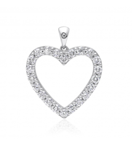 Wit Goud hanger hart open met vol bril. 26-0.10 crt 10 mm - 3241531