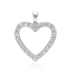 Wit Goud hanger hart open met vol bril. 26-0.10 crt 10 mm - 3241531