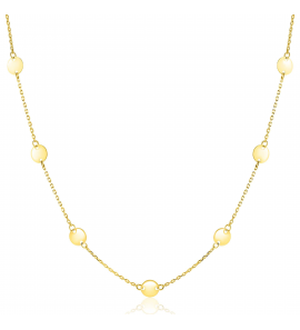 ZINZI Gold 14 krt gouden ketting met subtiele jasseron schakels en negen ronde gladde plaatjes 5mm breed 42-45cm ZGC503 - 3241621