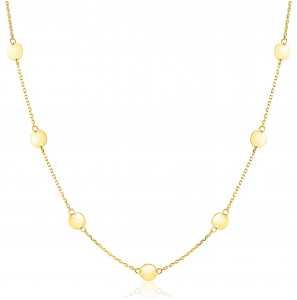 ZINZI Gold 14 krt gouden ketting met subtiele jasseron schakels en negen ronde gladde plaatjes 5mm breed 42-45cm ZGC503 - 3241621