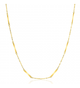 ZINZI Gold 14 krt gouden fijne massieve schakelketting met dertien lange gladde plaatjes 45cm ZGC490 - 3241624