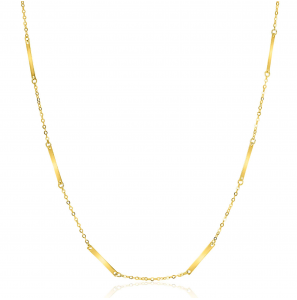ZINZI Gold 14 krt gouden fijne massieve schakelketting met dertien lange gladde plaatjes 45cm ZGC490 - 3241624