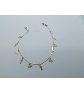 Gouden armband 11x hart/kruis 17-19 cm - 3241660