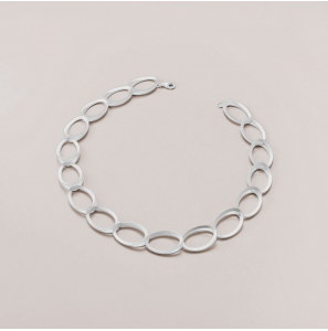 Zilver collier dubbele open schakels - 3241700