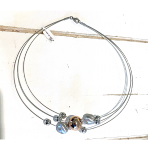 Zilver collier spang model 3x slang met bollen - 3241703