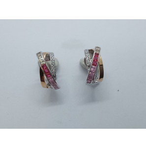 Zilver oorringen met wit, roze en rood zirkonia - 3241706