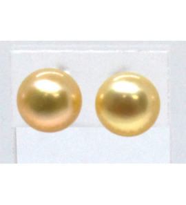Zilver zw parel oorknop 8-9 mm geel - 3241726