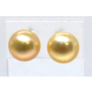Zilver zw parel oorknop 8-9 mm geel - 3241726