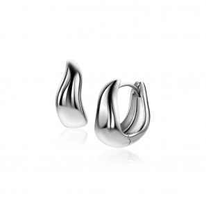 15mm ZINZI zilveren oorringen organisch gevormd 6,5mm breed met luxe klapsluiting - 3241927