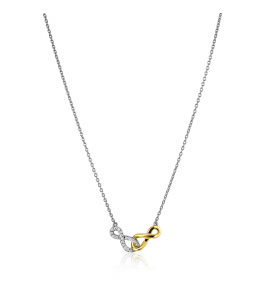 ZINZI zlv. collier bicolor verbonden infinity 1x met zirconia - 3241930