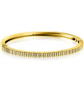 ZINZI zlv. bangle geelgoud verguld ribbel met zirconia - 3241937