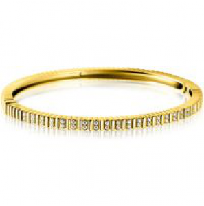 ZINZI zlv. bangle geelgoud verguld ribbel met zirconia - 3241937