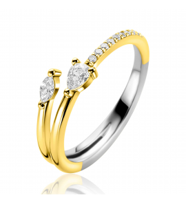 ZINZI zlv. ring geelgoud verguld multi look fantasie met zirconia - 3241940