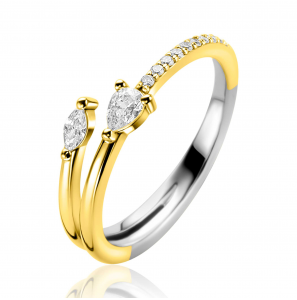 ZINZI zlv. ring geelgoud verguld multi look fantasie met zirconia - 3241940