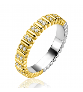 ZINZI zlv. ring geelgoud verguld ribbel met zirconia. - 3241941