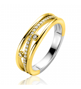 ZINZI zlv. ring geelgoud verguld fantasie met zirconia. - 3241946