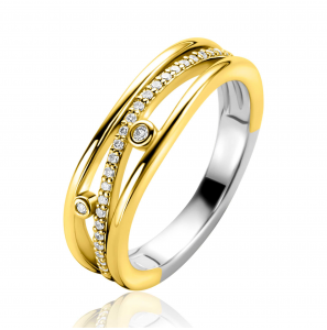 ZINZI zlv. ring geelgoud verguld fantasie met zirconia. - 3241946
