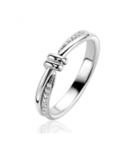 ZINZI zlv. ring met knoop en zirconia's mt.54 - 3241973