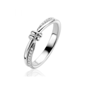 ZINZI zlv. ring met knoop en zirconia's mt.54 - 3241973