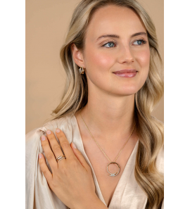 ZINZI zlv. collier geelgoud verguld open rond met zirconia - 3241976