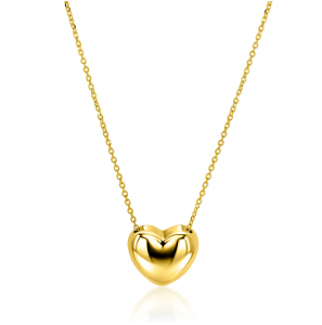 ZINZI zlv. collier geelgoud verguld MET GROOT BOL HART - 3241979