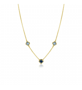 ZINZI zlv. collier geelgoud verguld klavers in blauw tinten - 3241981