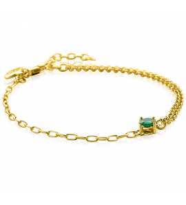 ZINZI zlv. armband geelgoud verguld met groene steen - 3241982