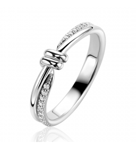 ZINZI zlv. ring met knoop en zirconia's - 3241997