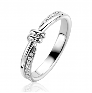 ZINZI zlv. ring met knoop en zirconia's - 3241997