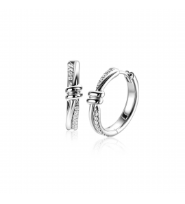 ZINZI zilveren oorringen met speelse twist en knoop. Luxe klapsluiting - 3242002