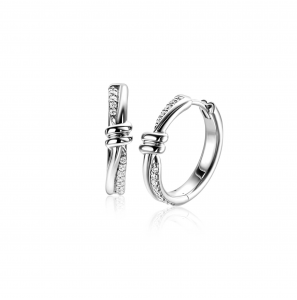 ZINZI zilveren oorringen met speelse twist en knoop. Luxe klapsluiting - 3242002