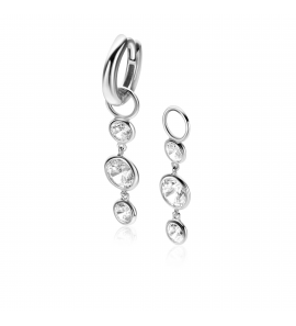 ZINZI zilveren oorbedels met 3 bungelende witte ronde zirconia's ZICH2593 - 3242003